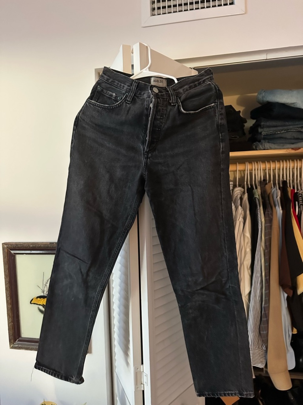 AGOLDE Black Wyman High-Rise Straight Jeans